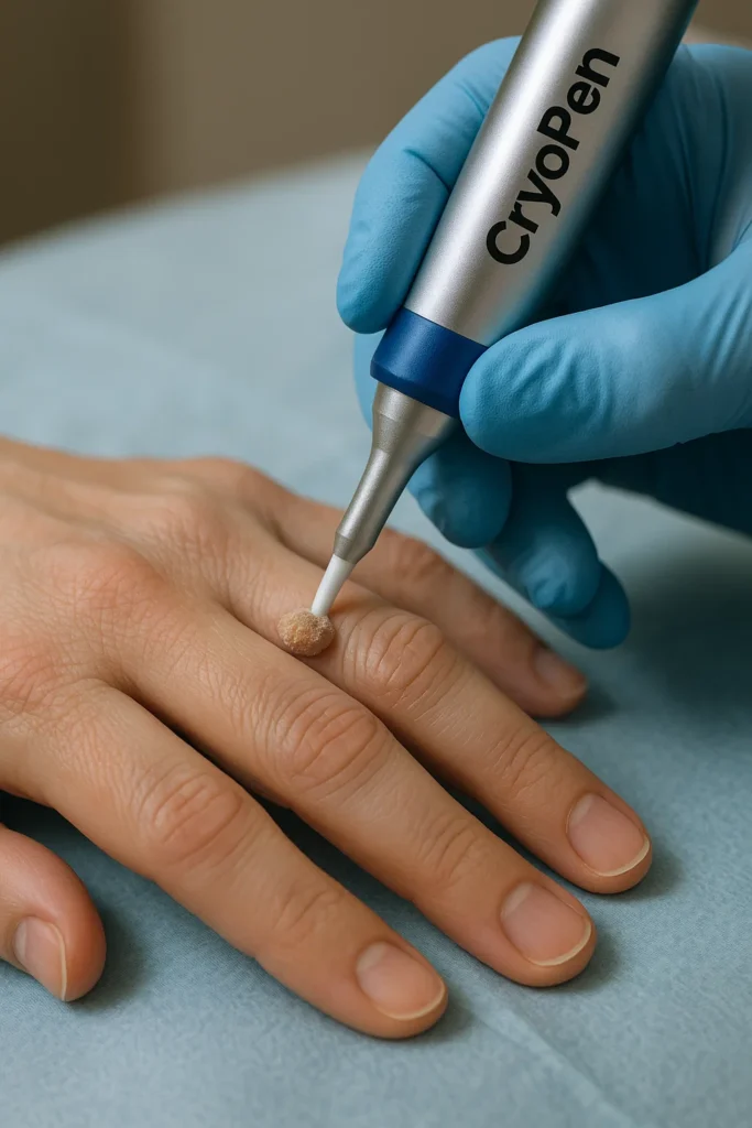 example of cryopen wart removal Rhyl treatment on a persons finger