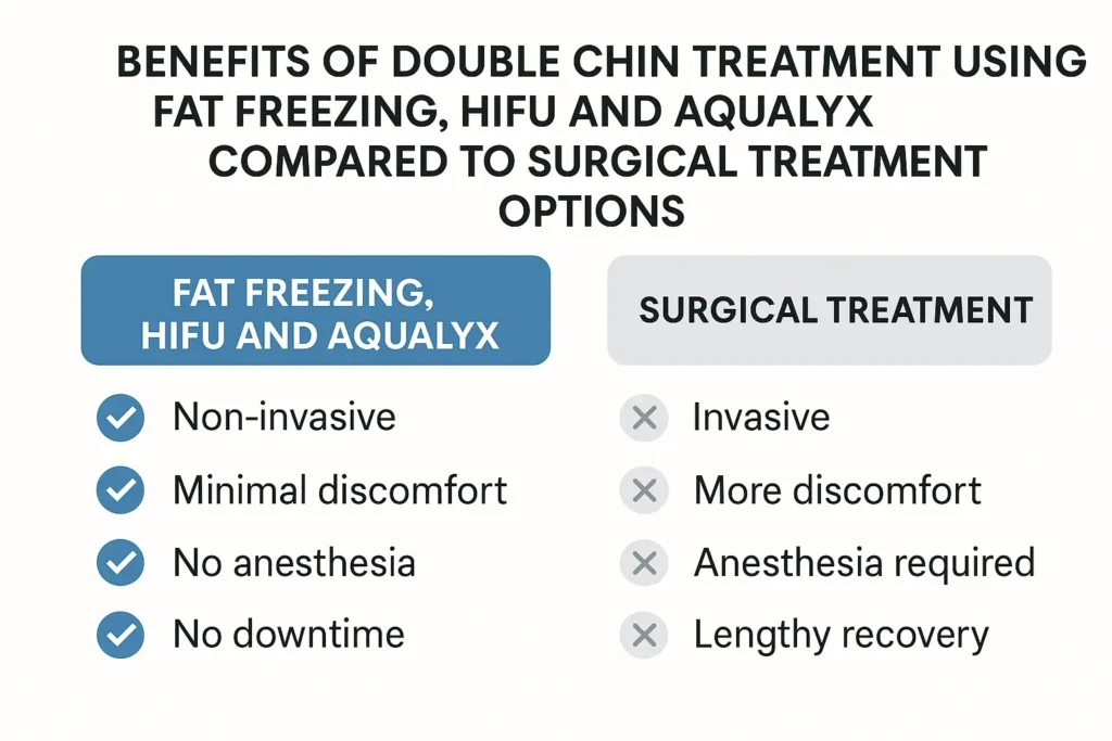 Graphic about the benefits of double chin treatment Rhyl - from LA LIPO