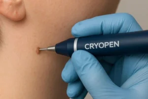 Person receiving skin tag removal Rhyl